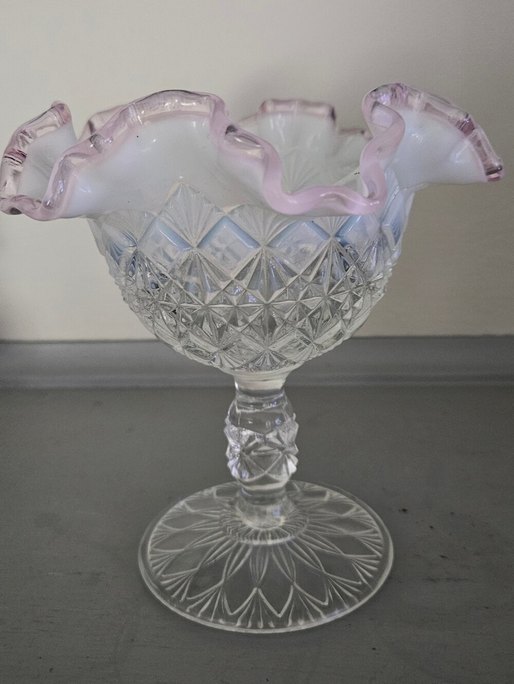 Fenton Diamond Lace French  Compote
